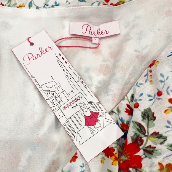 Parker Glory Spring Ditsy Cold Shoulder Dress Size Large NWT - Picture 7 of 7